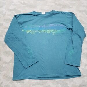Crazy Shirts Top Womens Large Green Pullover Long Sleeve Surf